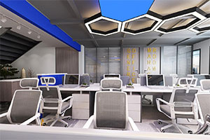 1200方科技辦公室裝修設計全景圖