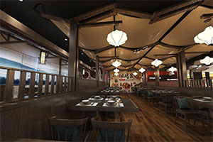 燒公雞火鍋店裝修設計全景效果圖