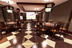 中式復古餐廳裝修設計全景效果圖