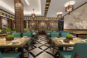 中式牛肉拉面餐廳裝修設(shè)計全景效果圖