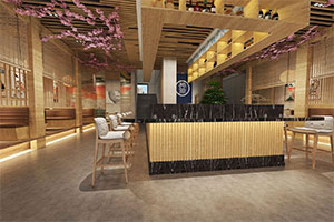 中式料理店裝修設(shè)計全景圖